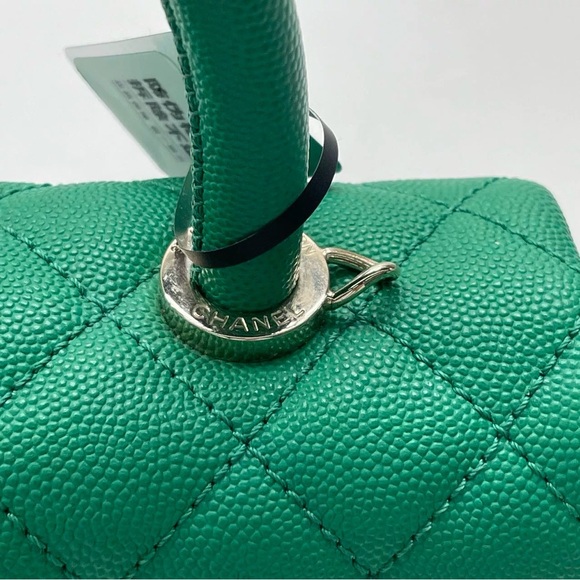 CHANEL Green Caviar Coco Top Handle Flap Bag Small GHW - Picture 6 of 15